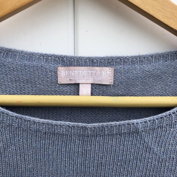 Benedetta B Sweater Merino Wool Cashmere Made in Italy Soft Pale Blue Small - Picture 3 of 6